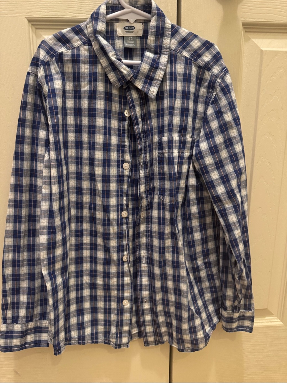 Old Navy Blue and White Plaid Button-Down Shirt for Men
